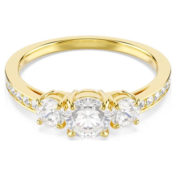Swarovski Stilla Attract ring Round cut, White, Gold-tone plated - 5723294